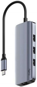 Концентратор USB-C 6 в 1 Cudy UH606 4K, 1хUSB-C 3.2, 1х HDMI 2.0, 3хUSB-A 3.2, 1хLAN 1Gb/s