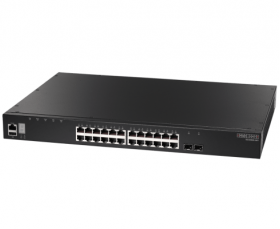 Коммутатор Edge-corE ECS4620-28T-DC 24 x GE + 2 x 10G SFP+ ports + 1 x expansion slot (for dual 10G SFP+ ports) L3 Stackable Switch, w/ 1 x RJ45 console port, 1 x USB type A storage port, RPU connector